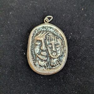 Vintage Modernist Pendant Mother and child Statement Jewelry Janos Percz style